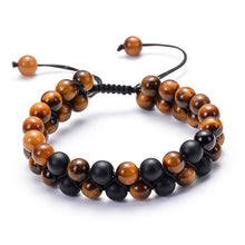 Load image into Gallery viewer, Tiger eye couple bracelets matte black agate beads bracelet - The World&#39;s Shop
