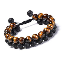Load image into Gallery viewer, Tiger eye couple bracelets matte black agate beads bracelet - The World&#39;s Shop
