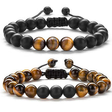 Load image into Gallery viewer, Tiger eye couple bracelets matte black agate beads bracelet - The World&#39;s Shop

