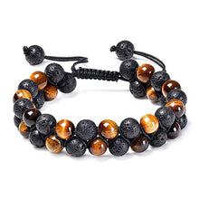 Load image into Gallery viewer, Tiger eye couple bracelets matte black agate beads bracelet - The World&#39;s Shop
