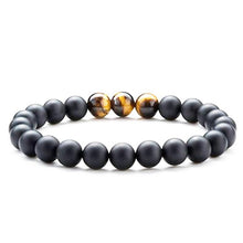 Load image into Gallery viewer, Tiger eye couple bracelets matte black agate beads bracelet - The World&#39;s Shop
