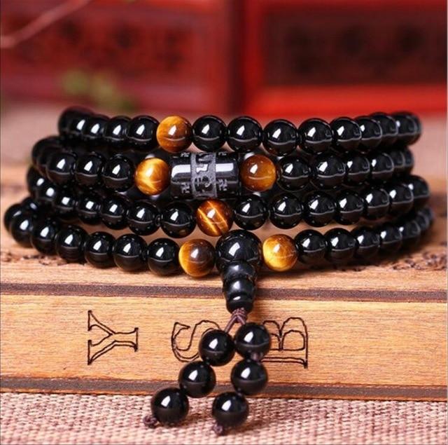 Black 108 Beads Tiger Eye Stone Bracelet - The World's Shop